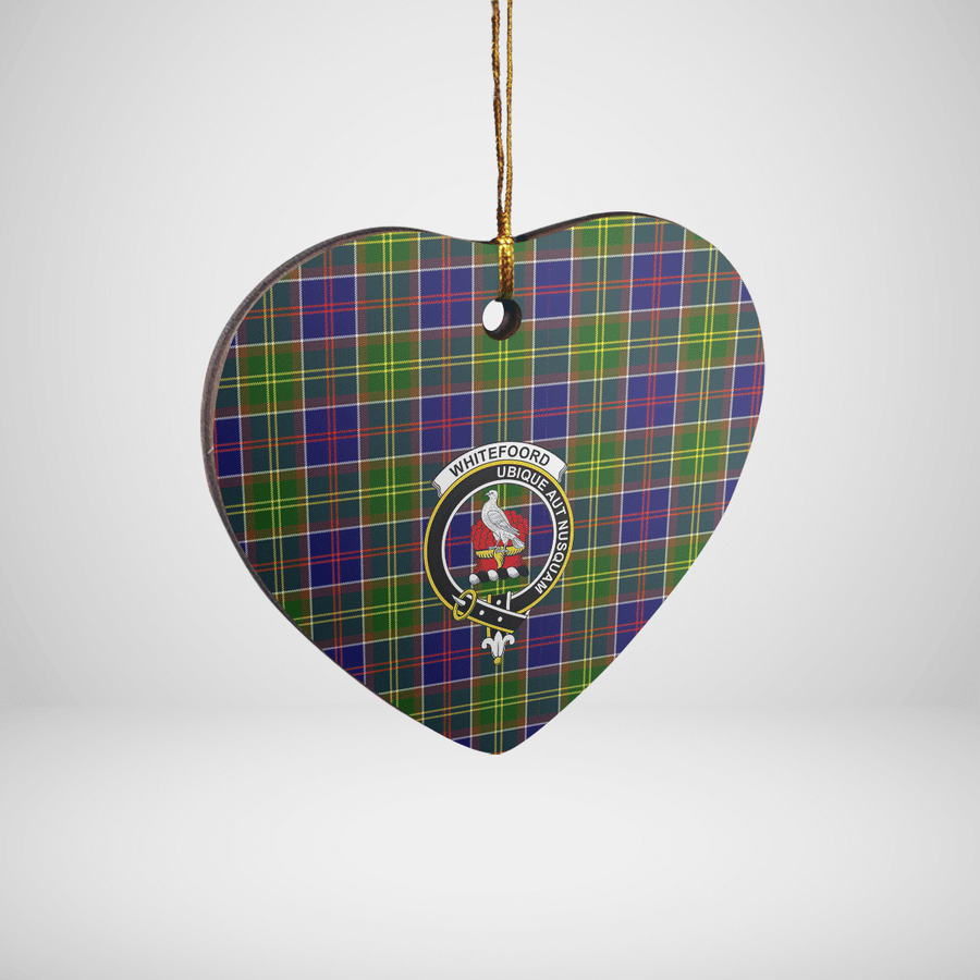 Clan Whitefoord Tartan Crest Heart Ceramic Ornament TY57 Whitefoord Tartan Tartan Christmas