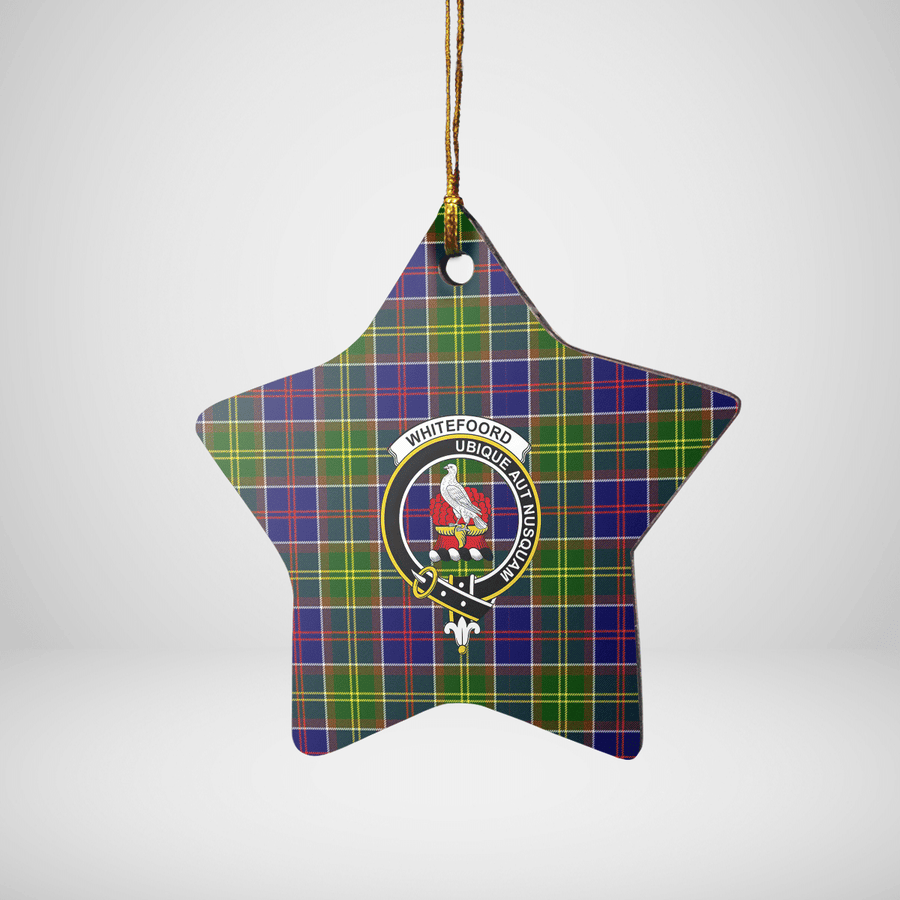 Clan Whitefoord Tartan Crest Star Ceramic Ornament UW74 Whitefoord Tartan Tartan Christmas