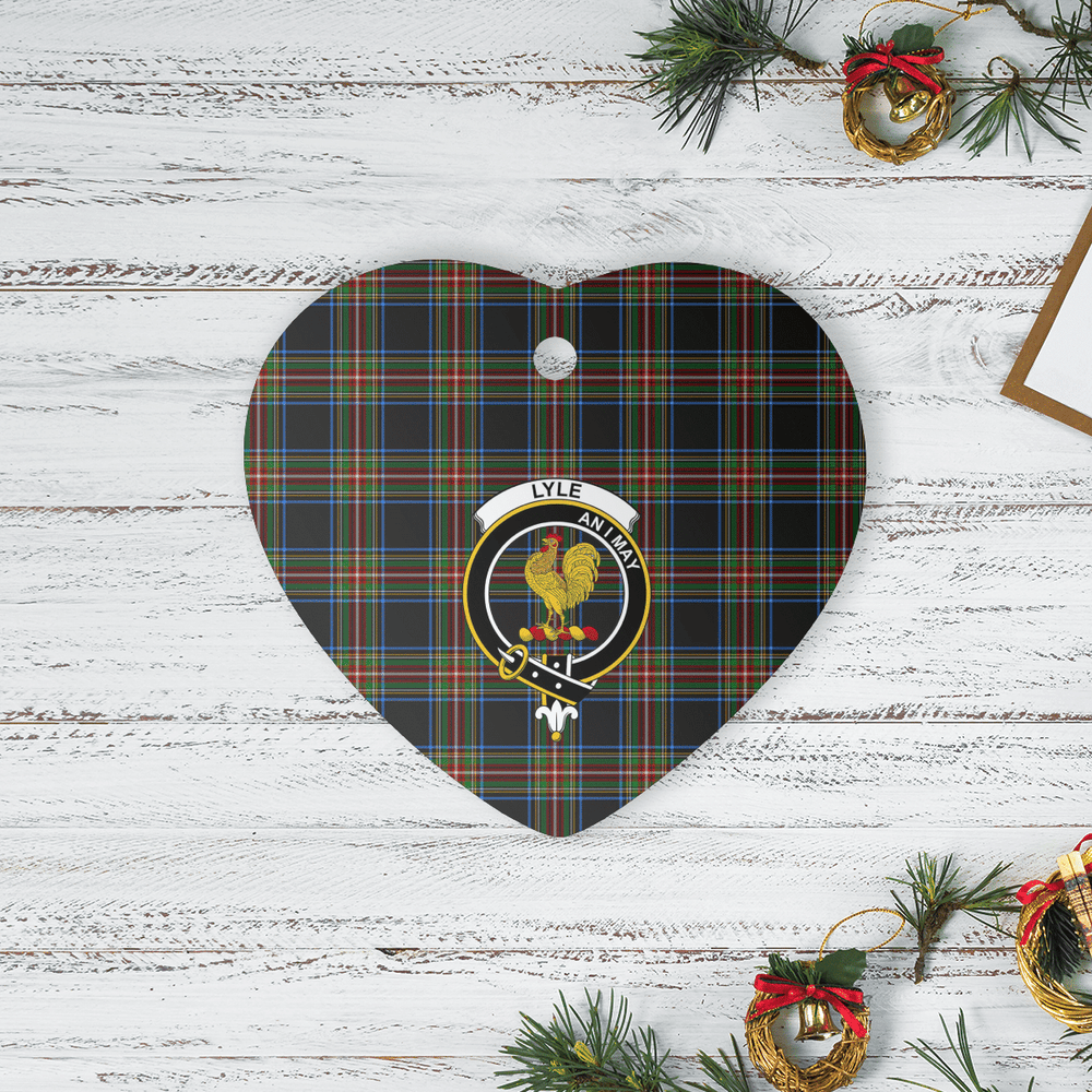 Clan Lyle Tartan Crest Heart Ceramic Ornament VR12 Lyle Tartan Tartan Christmas