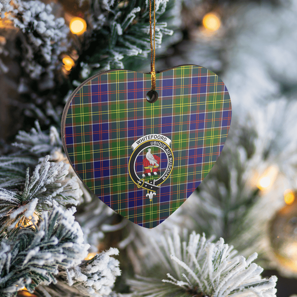 Clan Whitefoord Tartan Crest Heart Ceramic Ornament TY57 Whitefoord Tartan Tartan Christmas