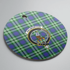 Clan Haliburton Tartan Crest Round Ceramic Ornament JF55 Haliburton Tartan Tartan Christmas