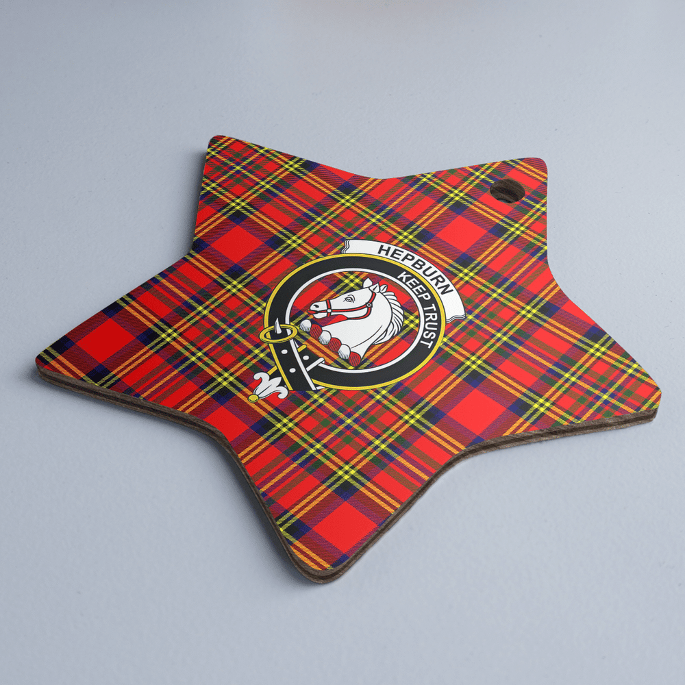 Clan Hepburn Tartan Crest Star Ceramic Ornament JT68 Hepburn Tartan Tartan Christmas