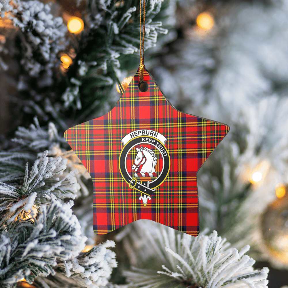 Clan Hepburn Tartan Crest Star Ceramic Ornament JT68 Hepburn Tartan Tartan Christmas