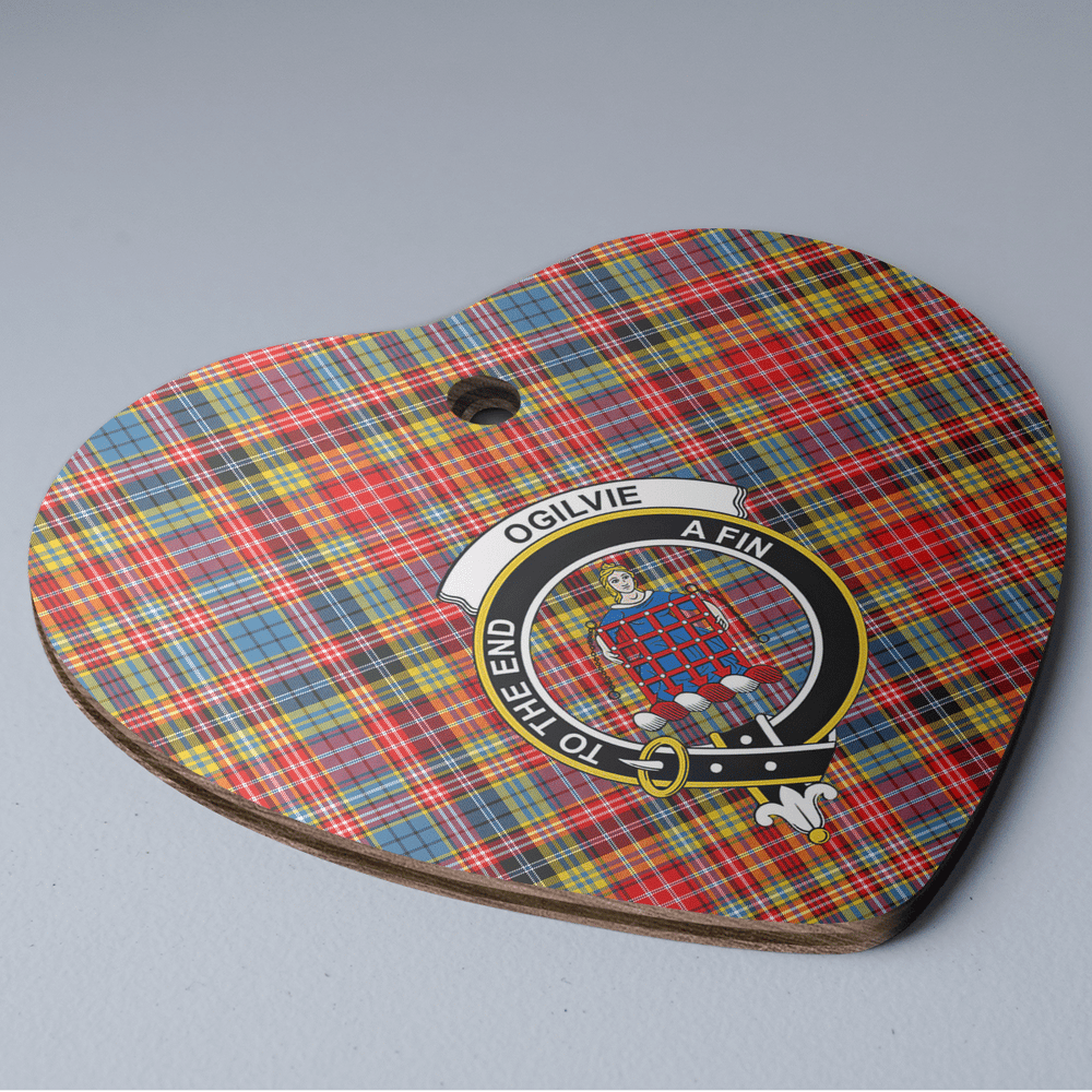 Clan Ogilvie of Airlie Ancient Tartan Crest Heart Ceramic Ornament HZ47 Ogilvie of Airlie Ancient Tartan Tartan Christmas