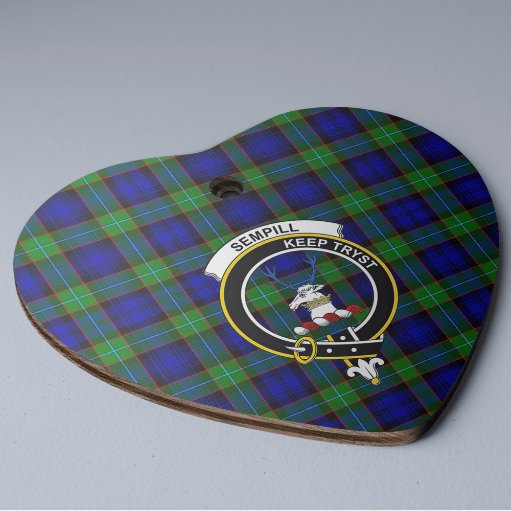 Clan Sempill Modern Tartan Crest Heart Ceramic Ornament JC95 Sempill Modern Tartan Tartan Christmas
