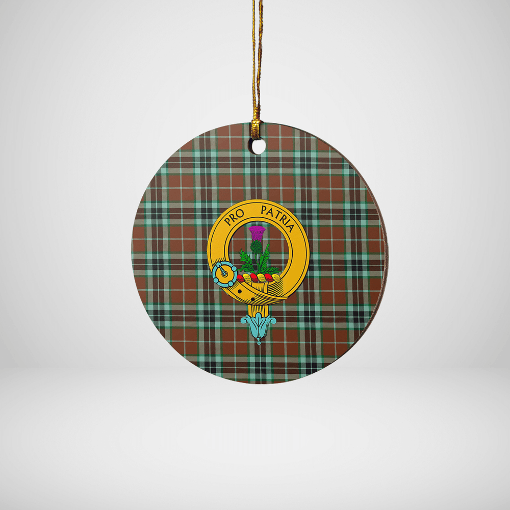 Clan Thomson Hunting Modern Tartan Crest Round Ceramic Ornament HT16 Thomson Hunting Modern Tartan Tartan Christmas