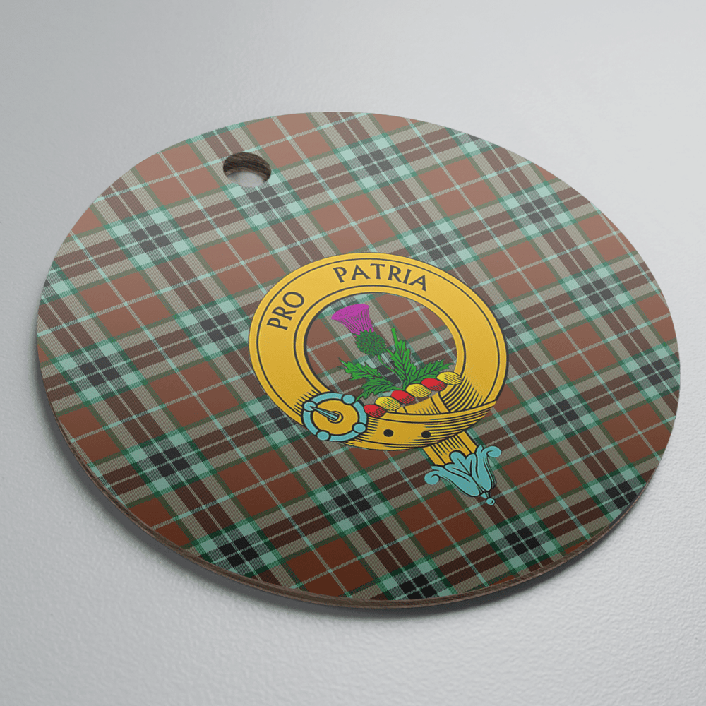 Clan Thomson Hunting Modern Tartan Crest Round Ceramic Ornament HT16 Thomson Hunting Modern Tartan Tartan Christmas