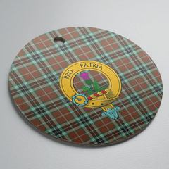 Clan Thomson Hunting Modern Tartan Crest Round Ceramic Ornament HT16 Thomson Hunting Modern Tartan Tartan Christmas