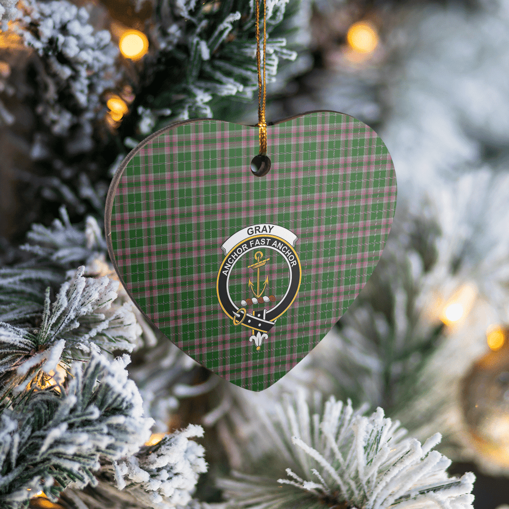 Clan Gray Hunting Tartan Crest Heart Ceramic Ornament WL85 Gray Hunting Tartan Tartan Christmas