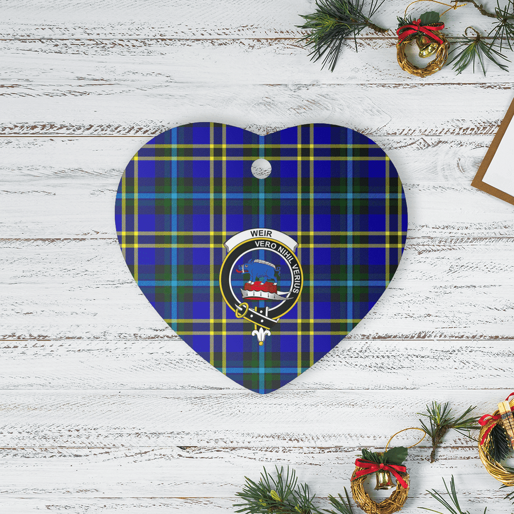 Clan Weir Modern Tartan Crest Heart Ceramic Ornament CF35 Weir Modern Tartan Tartan Christmas