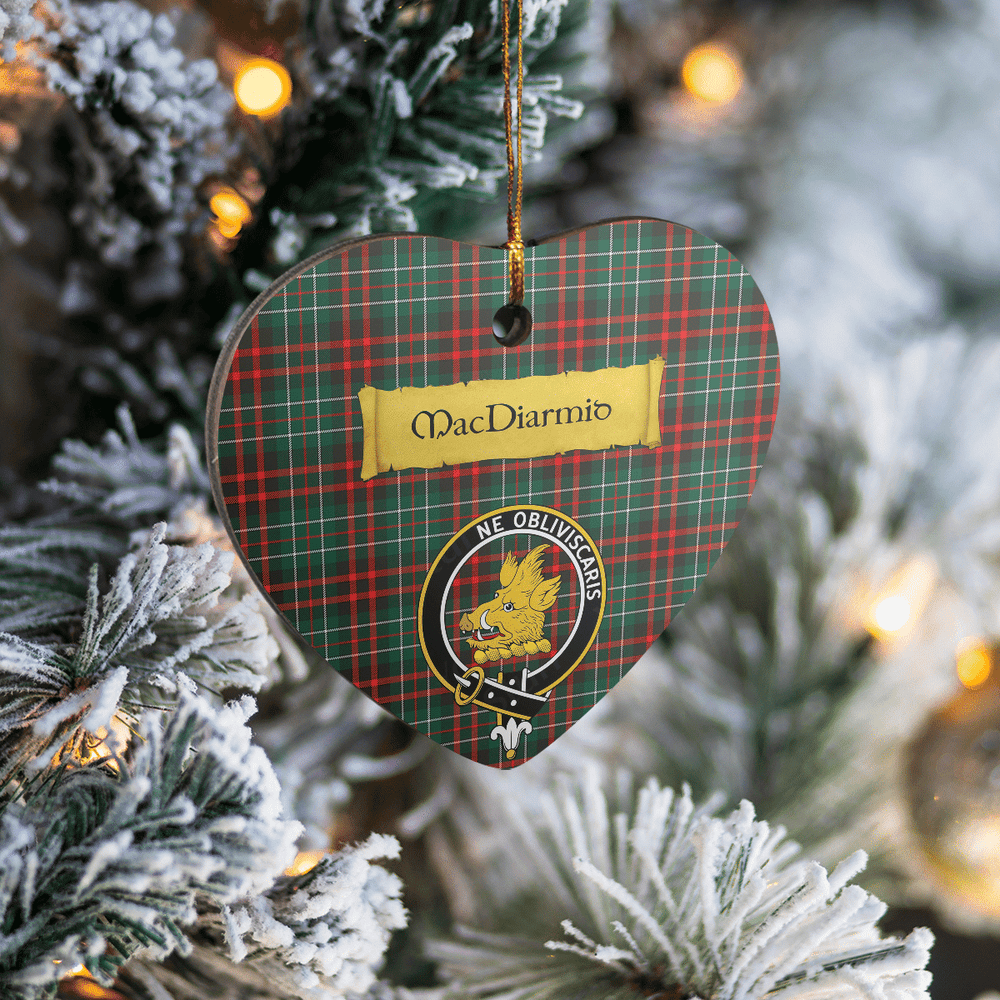 Clan MacDiarmid Modern Tartan Crest Heart Ceramic Ornament FR41 MacDiarmid Modern Tartan Tartan Christmas