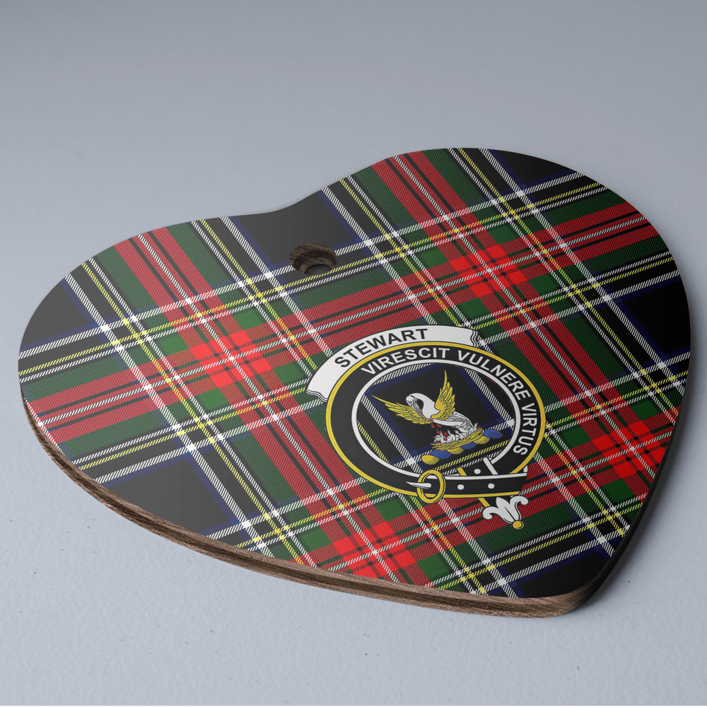 Clan Stewart Black Tartan Crest Heart Ceramic Ornament VH59 Stewart Black Tartan Tartan Christmas
