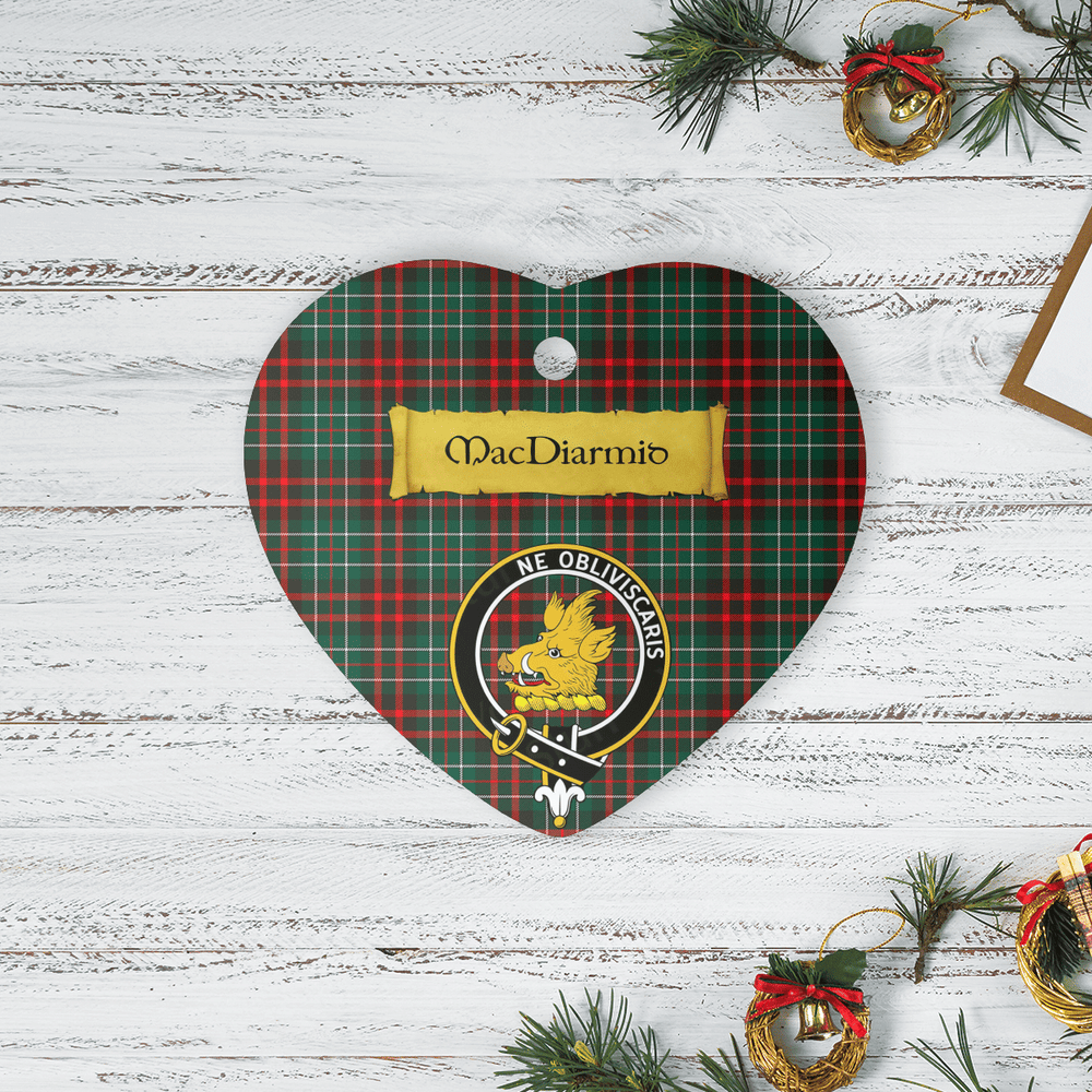 Clan MacDiarmid Modern Tartan Crest Heart Ceramic Ornament FR41 MacDiarmid Modern Tartan Tartan Christmas