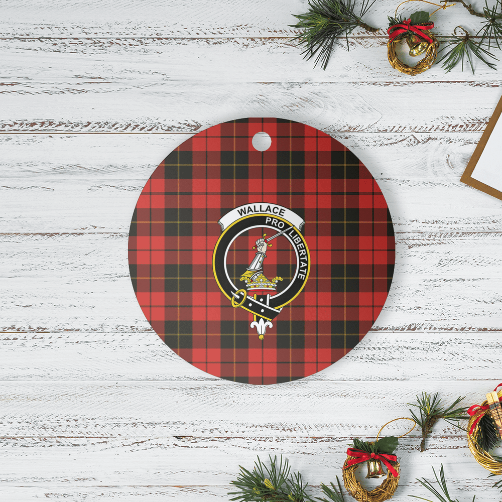 Clan Wallace Weathered Tartan Crest Round Ceramic Ornament KZ29 Wallace Weathered Tartan Tartan Christmas