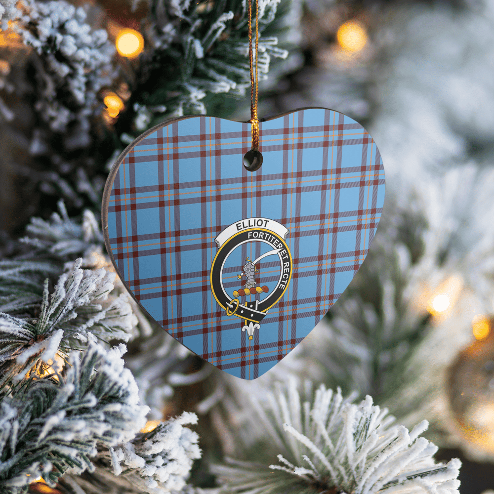Clan Elliot Ancient Tartan Crest Heart Ceramic Ornament OQ20 Elliot Ancient Tartan Tartan Christmas