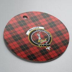 Clan Wallace Weathered Tartan Crest Round Ceramic Ornament KZ29 Wallace Weathered Tartan Tartan Christmas