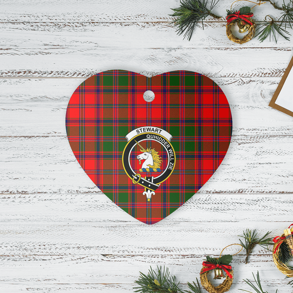 Clan Stewart of Appin Modern Tartan Crest Heart Ceramic Ornament BH70 Stewart of Appin Modern Tartan Tartan Christmas