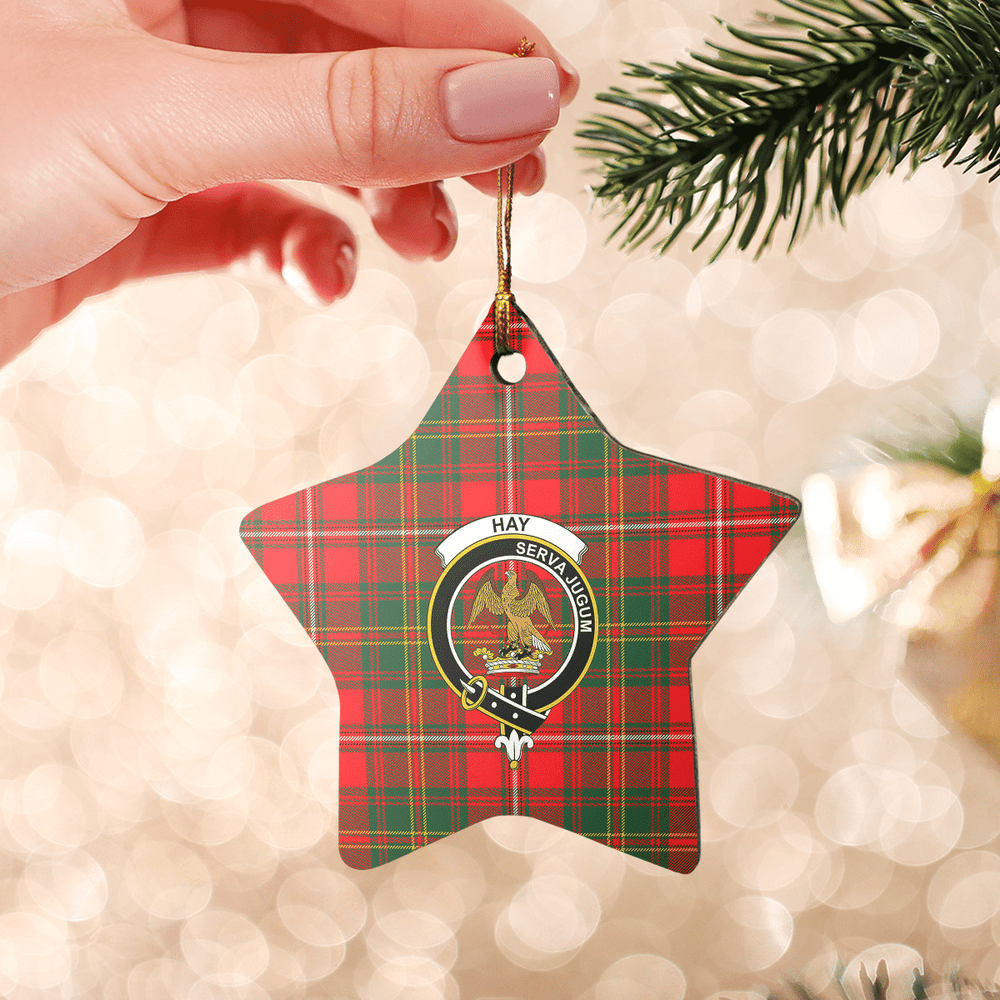 Clan Hay Modern Tartan Crest Star Ceramic Ornament NA49 Hay Modern Tartan Tartan Christmas