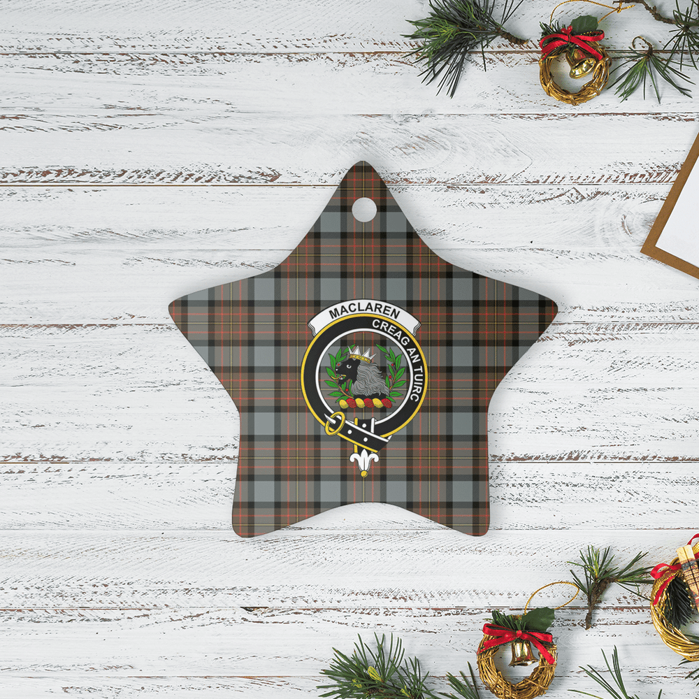 Clan MacLaren Weathered Tartan Crest Star Ceramic Ornament US16 MacLaren Weathered Tartan Tartan Christmas