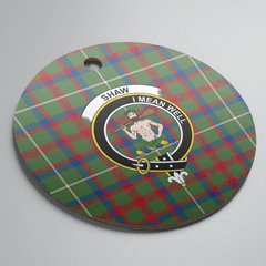 Clan Shaw Green Modern Tartan Crest Round Ceramic Ornament VT84 Shaw Green Modern Tartan Tartan Christmas