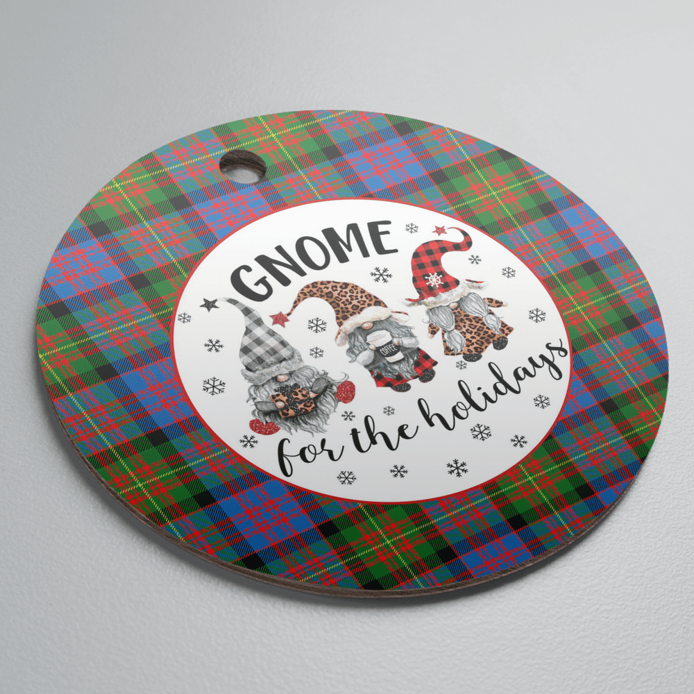 Clan Carnegie Ancient Tartan Tartan Crest Gnome Round Ceramic Ornament IJ47 Carnegie Ancient Tartan Tartan Christmas