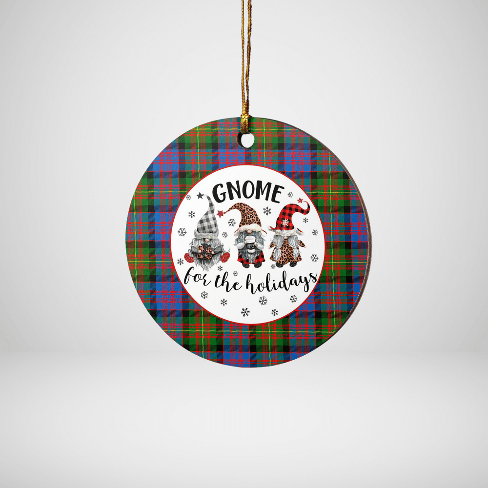 Clan Carnegie Ancient Tartan Tartan Crest Gnome Round Ceramic Ornament IJ47 Carnegie Ancient Tartan Tartan Christmas