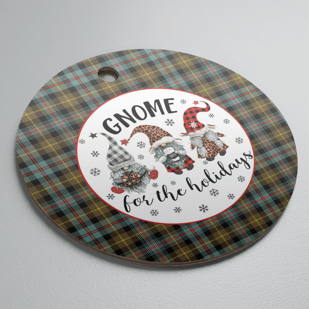 Clan Farquharson Weathered Tartan Tartan Crest Gnome Round Ceramic Ornament GE59 Farquharson Weathered Tartan Tartan Christmas