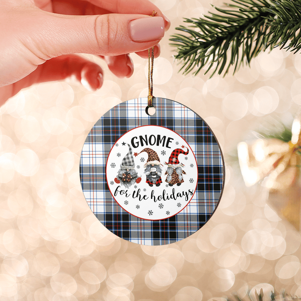Clan MacRae Dress Modern Tartan Tartan Crest Gnome Round Ceramic Ornament EQ64 MacRae Dress Modern Tartan Tartan Christmas