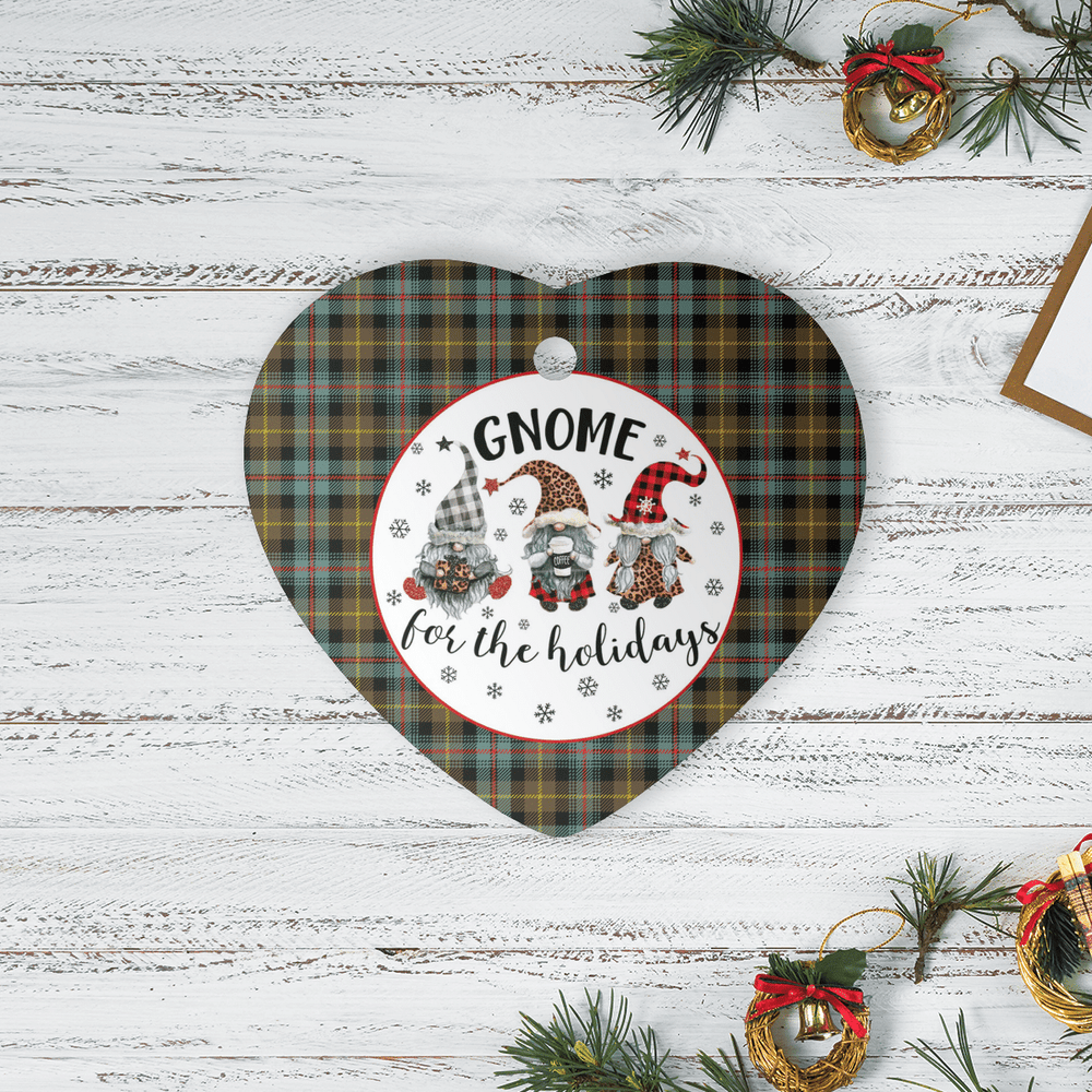 Clan Farquharson Weathered Tartan Tartan Crest Gnome Heart Ceramic Ornament EK63 Farquharson Weathered Tartan Tartan Christmas