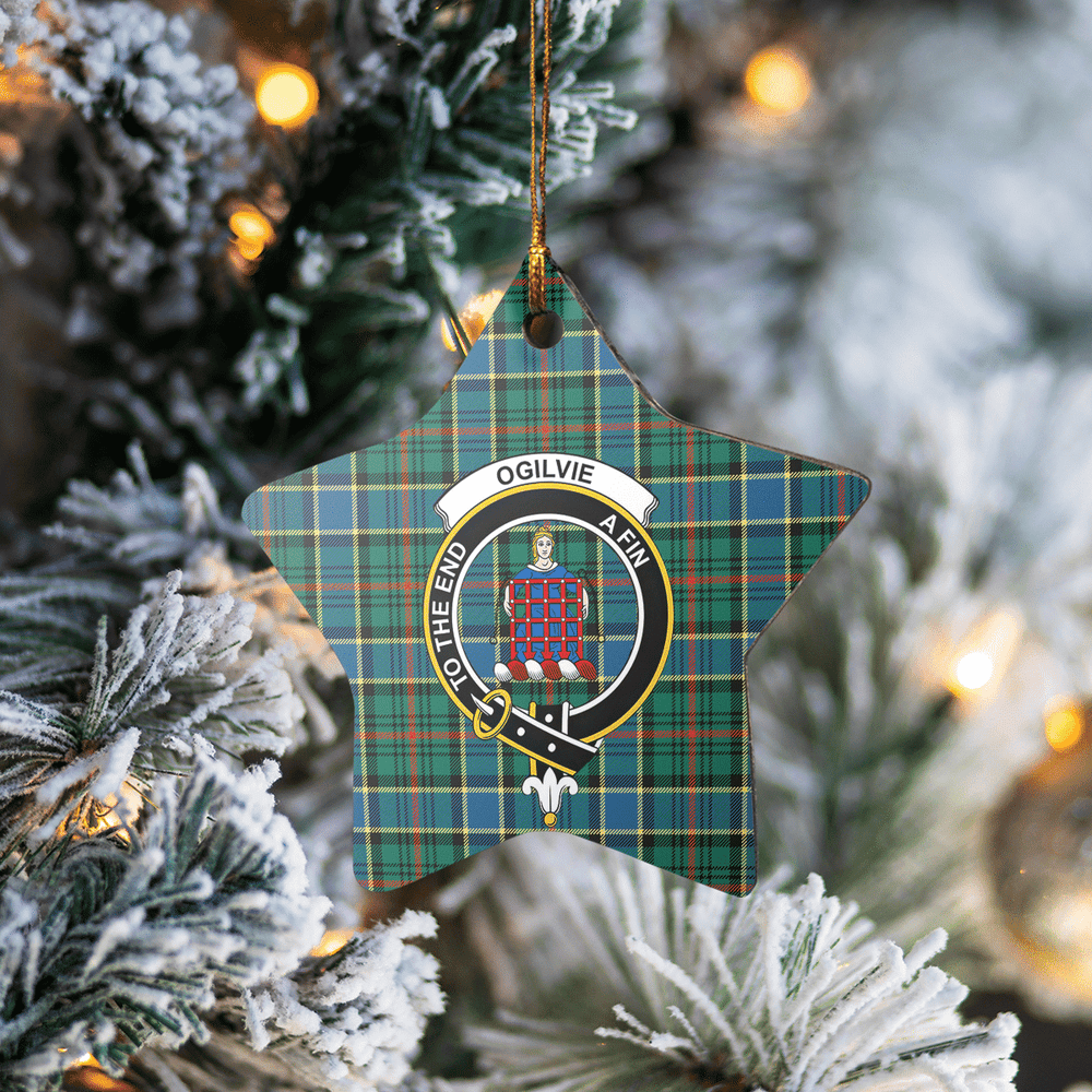 Clan Ogilvie Hunting Ancient Tartan Crest Star Ceramic Ornament MW19 Ogilvie Hunting Ancient Tartan Tartan Christmas