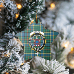 Clan Ogilvie Hunting Ancient Tartan Crest Star Ceramic Ornament MW19 Ogilvie Hunting Ancient Tartan Tartan Christmas
