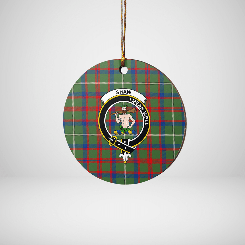 Clan Shaw Green Modern Tartan Crest Round Ceramic Ornament VT84 Shaw Green Modern Tartan Tartan Christmas