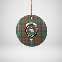 Clan Shaw Green Modern Tartan Crest Round Ceramic Ornament VT84 Shaw Green Modern Tartan Tartan Christmas