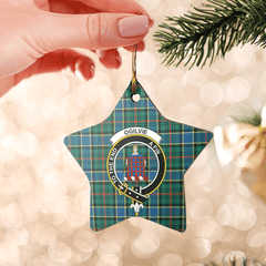 Clan Ogilvie Hunting Ancient Tartan Crest Star Ceramic Ornament MW19 Ogilvie Hunting Ancient Tartan Tartan Christmas