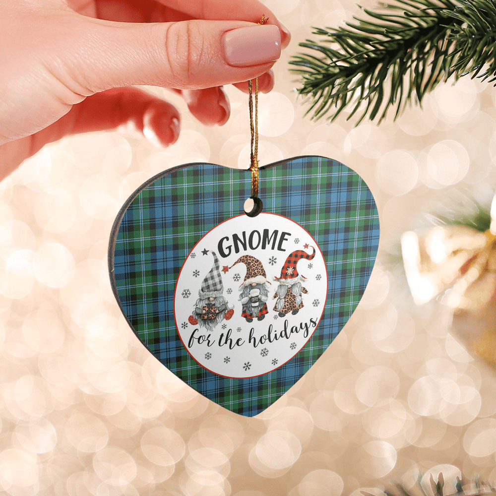 Clan Lyon Tartan Tartan Crest Gnome Heart Ceramic Ornament QM34 Lyon Tartan Tartan Christmas