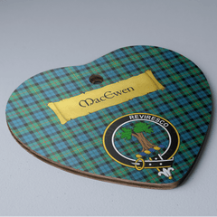 Clan MacEwen Ancient Tartan Crest Heart Ceramic Ornament MB22 MacEwen Ancient Tartan Tartan Christmas