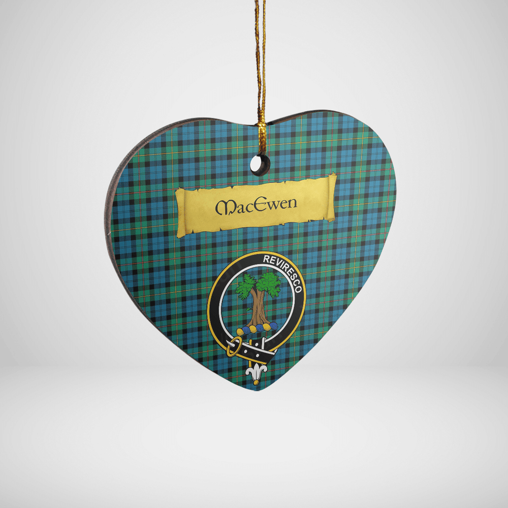 Clan MacEwen Ancient Tartan Crest Heart Ceramic Ornament MB22 MacEwen Ancient Tartan Tartan Christmas