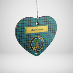 Clan MacEwen Ancient Tartan Crest Heart Ceramic Ornament MB22 MacEwen Ancient Tartan Tartan Christmas