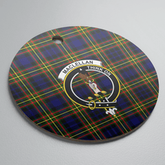 Clan MacLellan Modern Tartan Crest Round Ceramic Ornament BB84 MacLellan Modern Tartan Tartan Christmas
