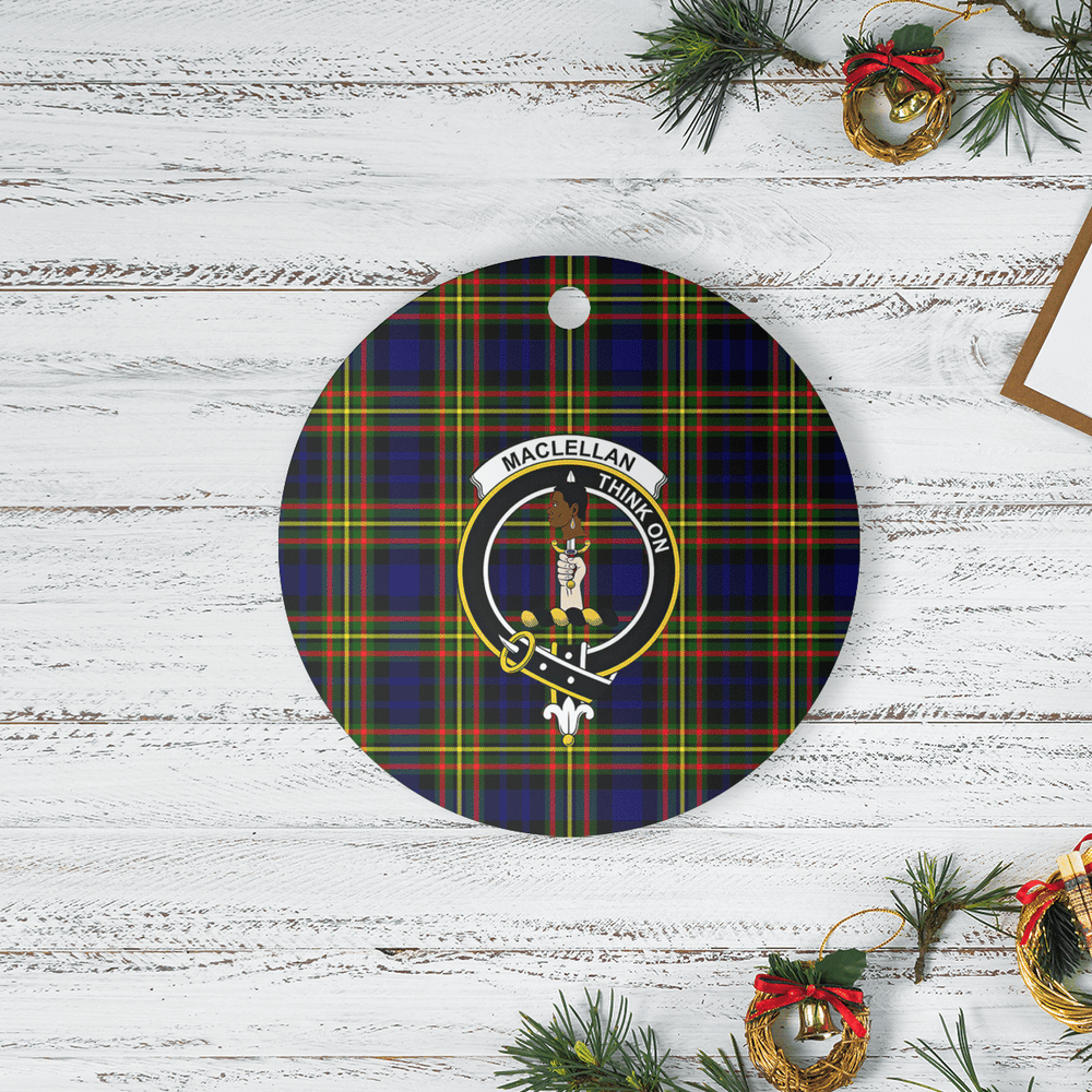 Clan MacLellan Modern Tartan Crest Round Ceramic Ornament BB84 MacLellan Modern Tartan Tartan Christmas