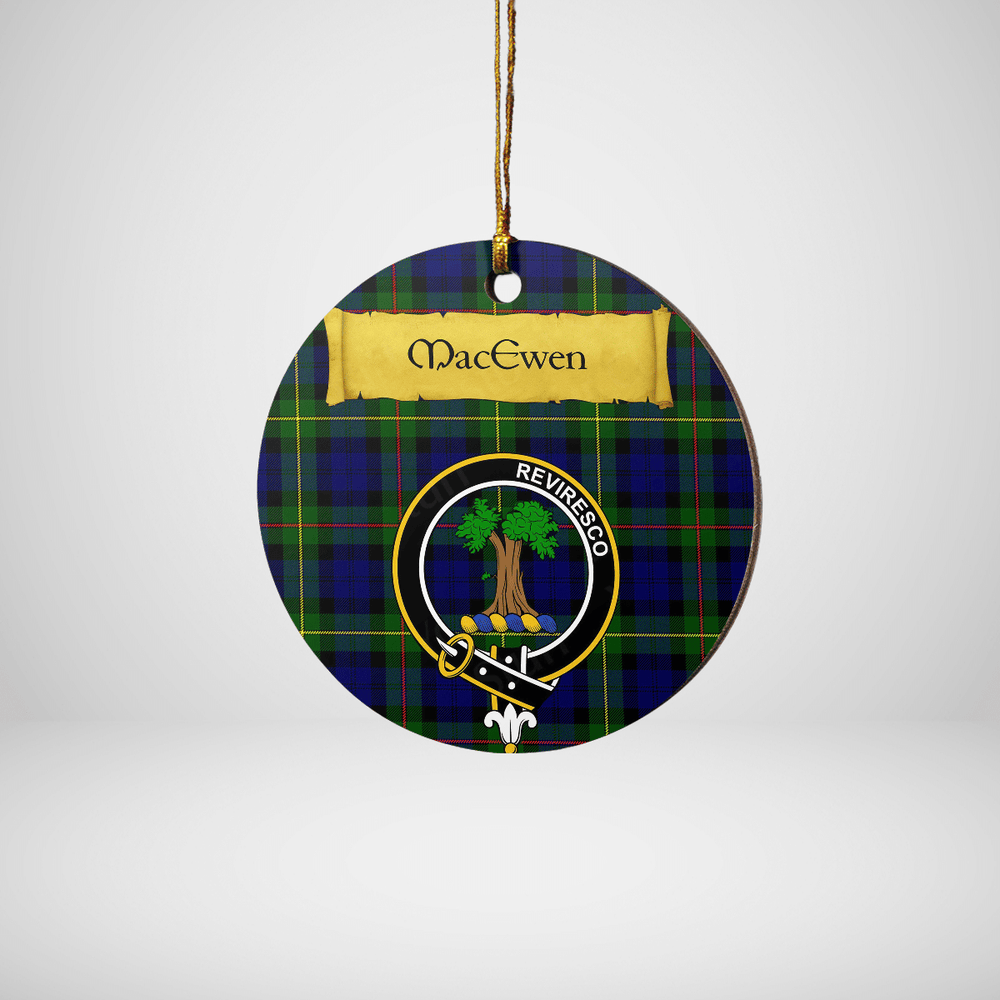Clan MacEwen Modern Tartan Crest Round Ceramic Ornament MW73 MacEwen Modern Tartan Tartan Christmas