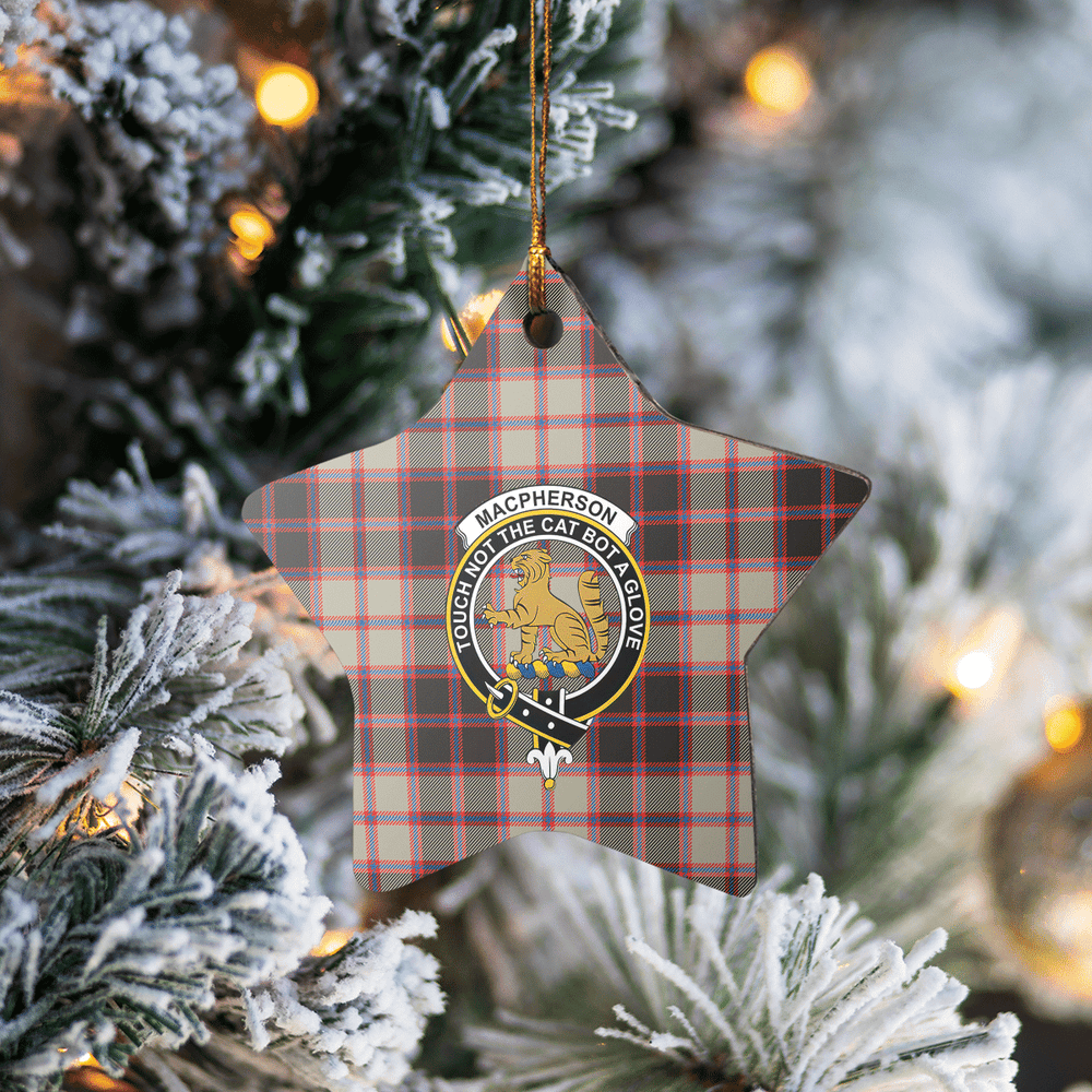 Clan MacPherson Hunting Ancient Tartan Crest Star Ceramic Ornament JC64 MacPherson Hunting Ancient Tartan Tartan Christmas