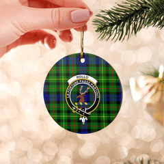 Clan Rollo Tartan Crest Round Ceramic Ornament RH26 Rollo Tartan Tartan Christmas