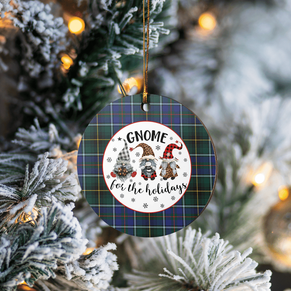 Clan MacInnes Modern Tartan Tartan Crest Gnome Round Ceramic Ornament JP62 MacInnes Modern Tartan Tartan Christmas