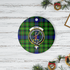 Clan Rollo Tartan Crest Round Ceramic Ornament RH26 Rollo Tartan Tartan Christmas