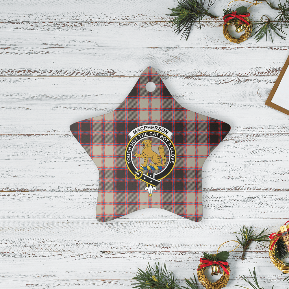 Clan MacPherson Hunting Ancient Tartan Crest Star Ceramic Ornament JC64 MacPherson Hunting Ancient Tartan Tartan Christmas