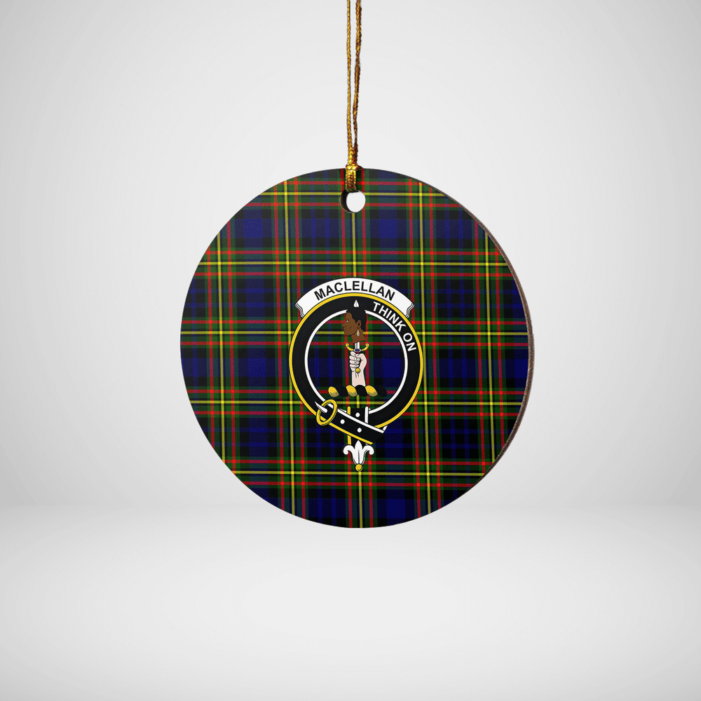 Clan MacLellan Modern Tartan Crest Round Ceramic Ornament BB84 MacLellan Modern Tartan Tartan Christmas