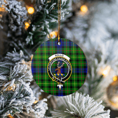 Clan Rollo Tartan Crest Round Ceramic Ornament RH26 Rollo Tartan Tartan Christmas
