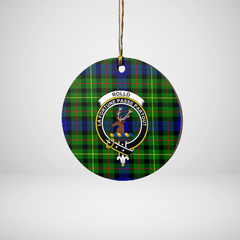 Clan Rollo Tartan Crest Round Ceramic Ornament RH26 Rollo Tartan Tartan Christmas