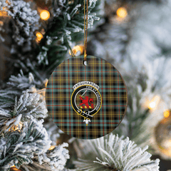 Clan Farquharson Weathered Tartan Crest Round Ceramic Ornament MV21 Farquharson Weathered Tartan Tartan Christmas